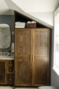 tall walnut bathroom storage