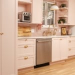 SE Brazee St Remodeled condo kitchen with custom colors, cabinetry, appliances, and hardware