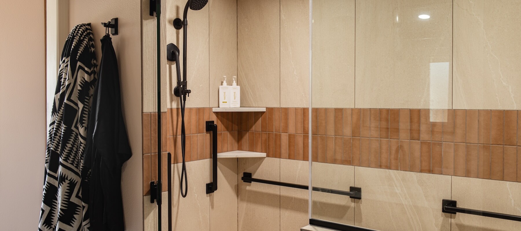 a spacious steam shower with 34